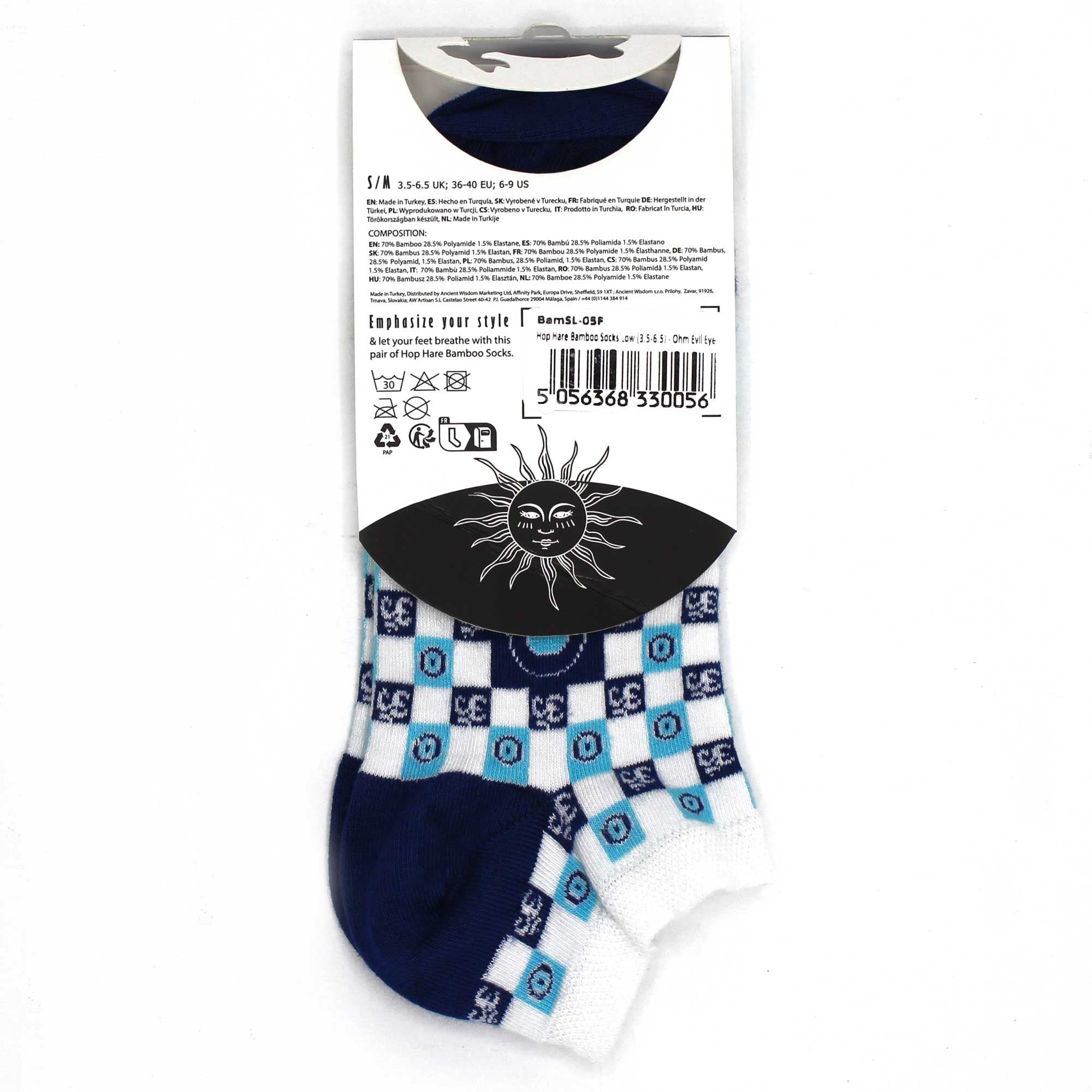 Hop Hare Bamboo Socks Low Cut Ohm Evil Eye Design for Comfort