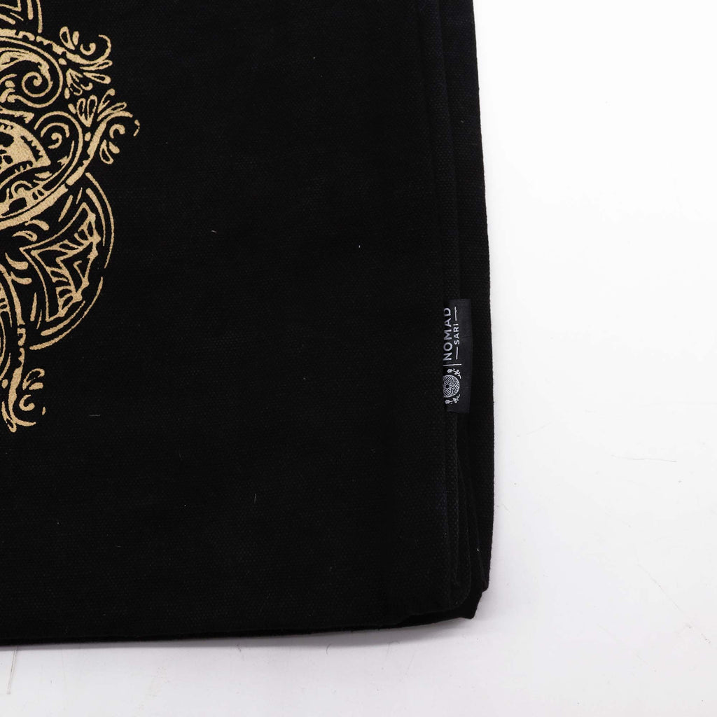 Oversized Tote Bag Chocolate Stonewash with Hamsa Design 14oz