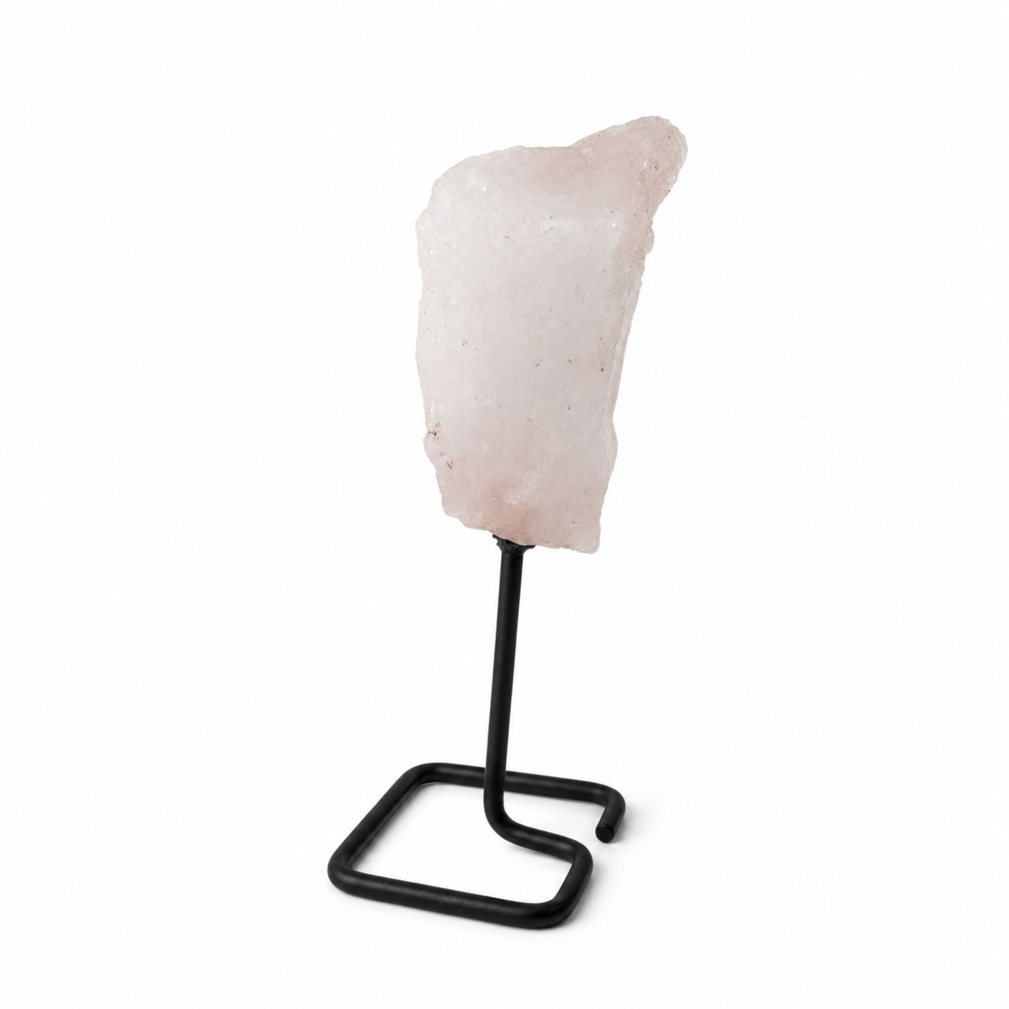Rose Quartz Mineral Specimen on Metal Stand for Home Decor