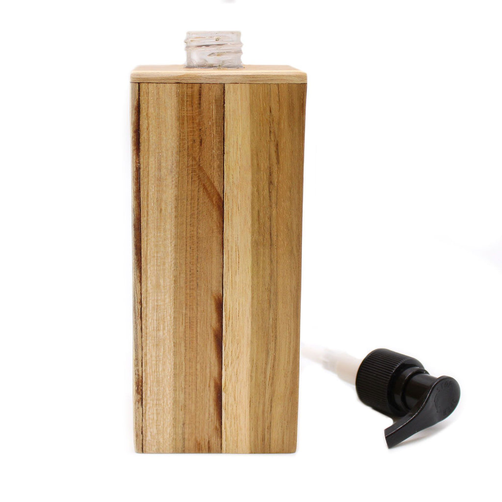 Natural Teakwood Square Soap Dispenser for Home Decor Elegance