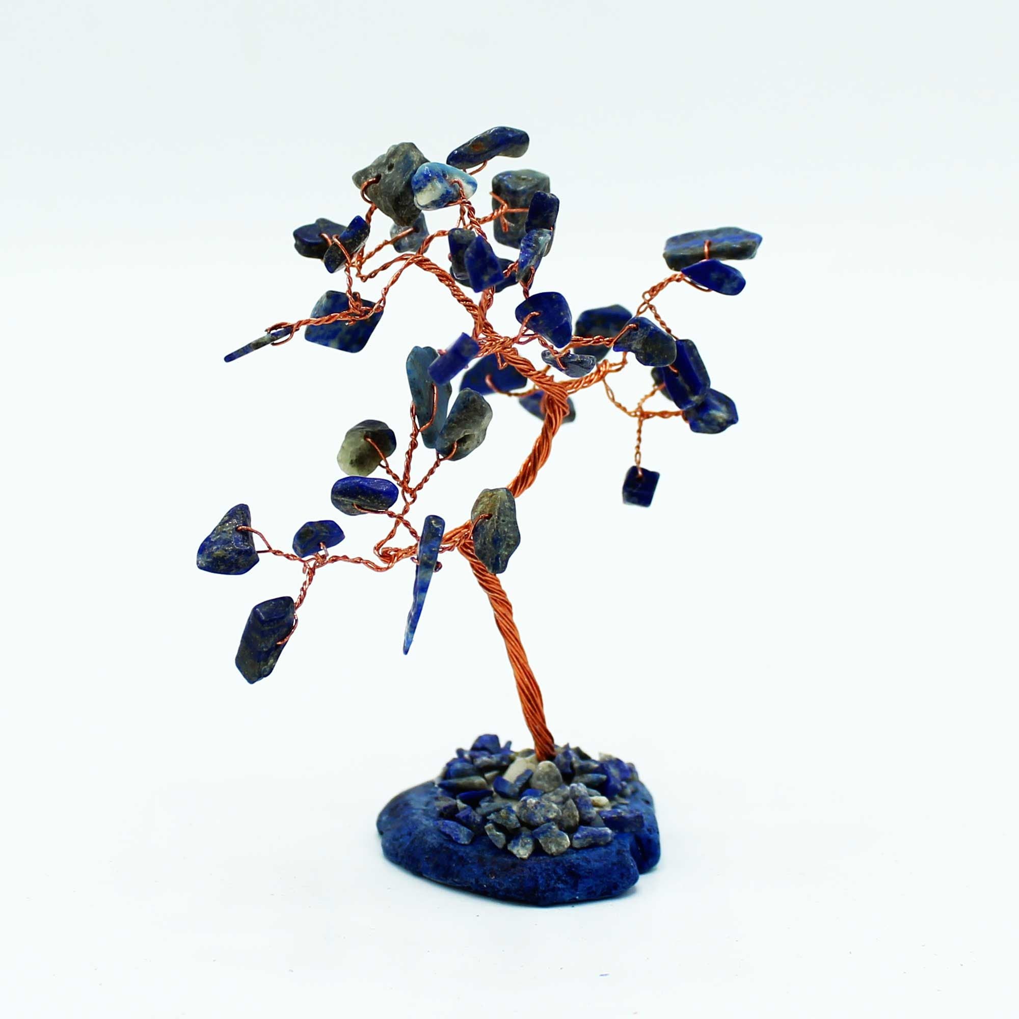 Sodalite Gemstone Tree on Blue Agate Base Unique Décor Piece