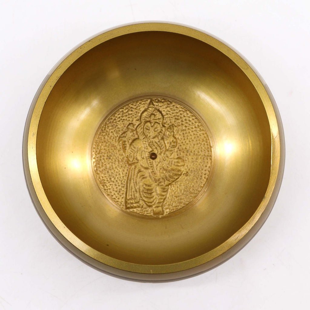 Ganesh Singing Bowl with Raised Motif for Home Decor Display