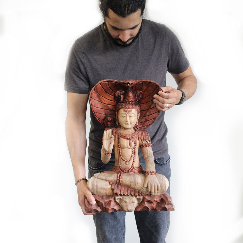 Shiva with Cobra Hand Carved Buddha Statue 50cm Unique Design
