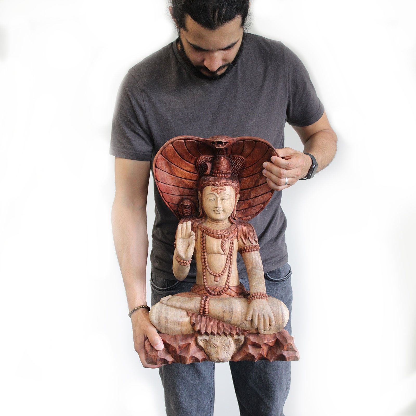 Shiva with Cobra Hand Carved Buddha Statue 50cm Unique Design