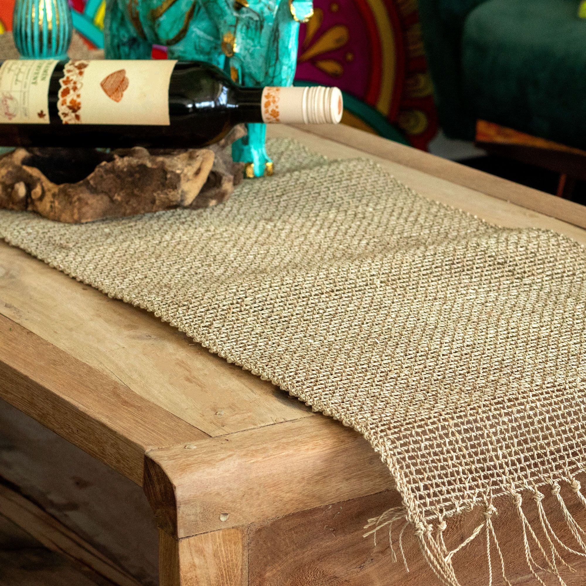 Seagrass Fringe Natural Table Runner for Elegant Home Decor