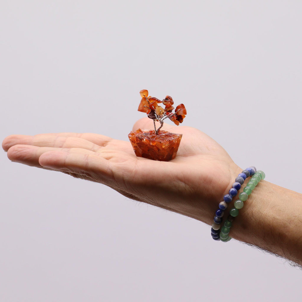 Mini Gemstone Tree on Orgonite Base with 15 Carnelian Stones