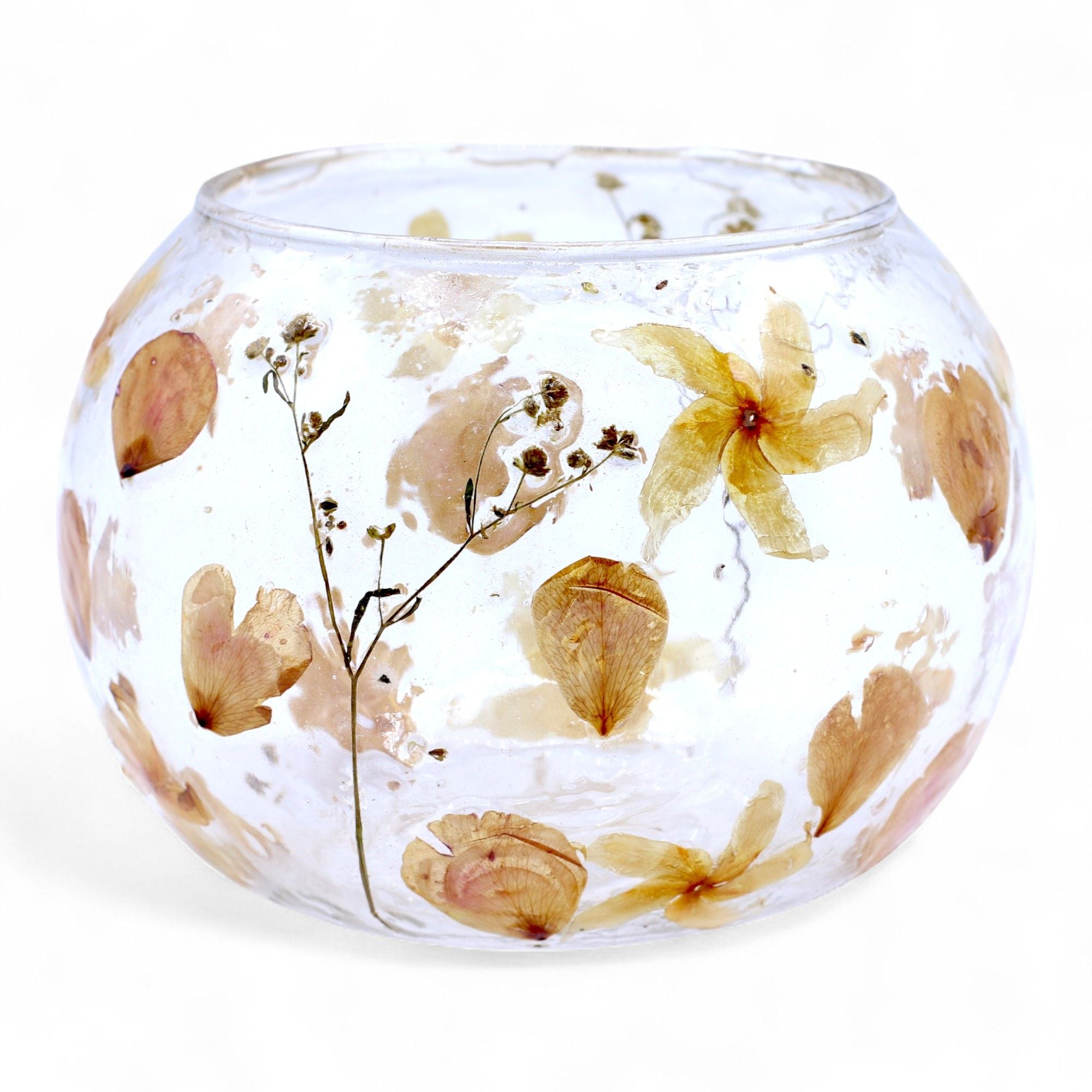 Natural Floral Glass Large Bowl Candle Holder Rosa for Home Decor