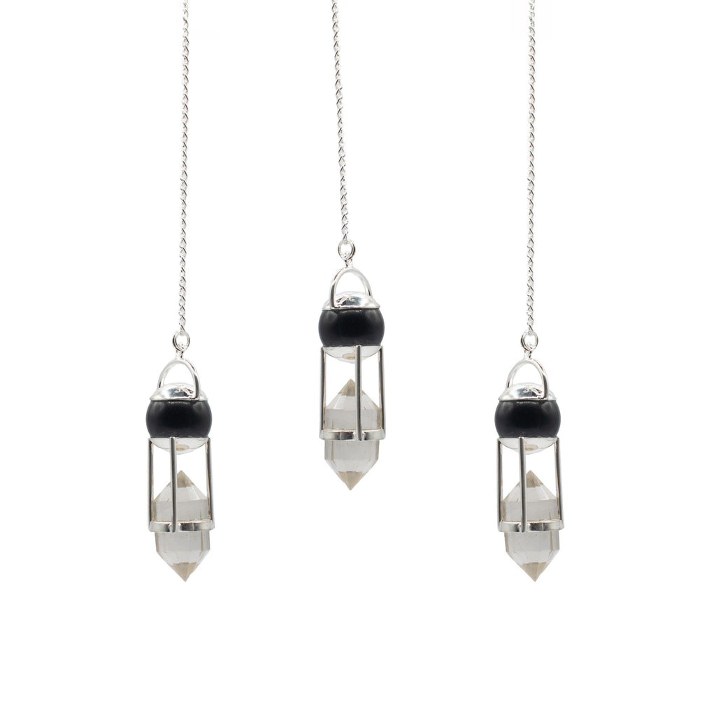 Shadow Seer Double Power Pendulum with Obsidian and Quartz
