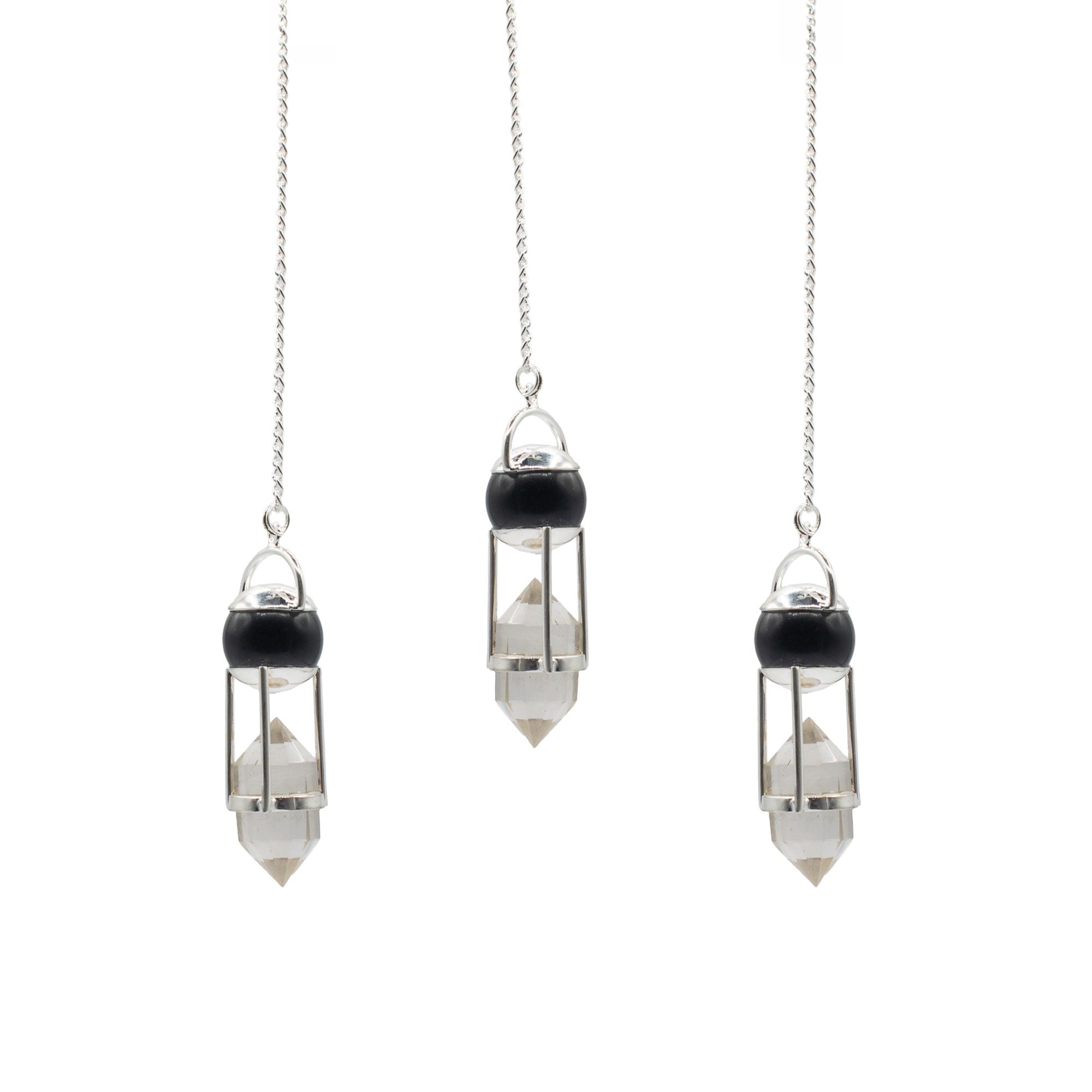 Shadow Seer Double Power Pendulum with Obsidian and Quartz