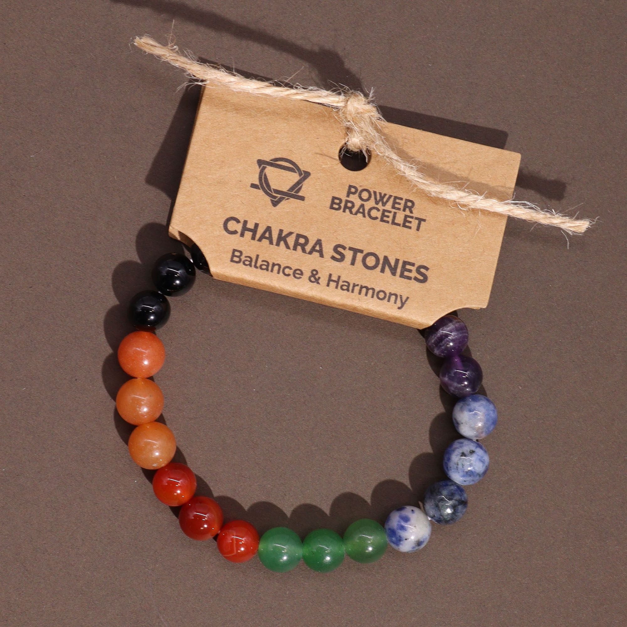 Power Bracelet with Chakra Stones for Energy Balance and Harmony