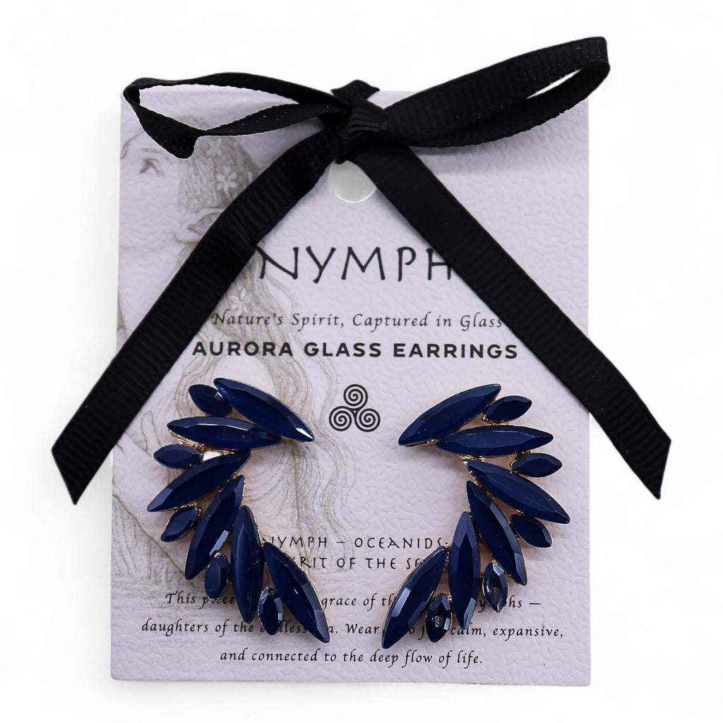 Royal Blue Vintage Glass Angel Wings Earrings for Stylish Elegance