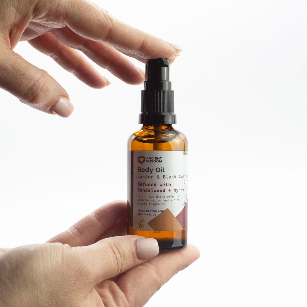 Organic Body Oil 50ml Sandalwood and Myrrh for Skin Hydration