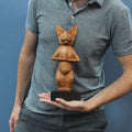 Unique Handcarved Yoga Cats Standing Wooden Sculpture for Decor