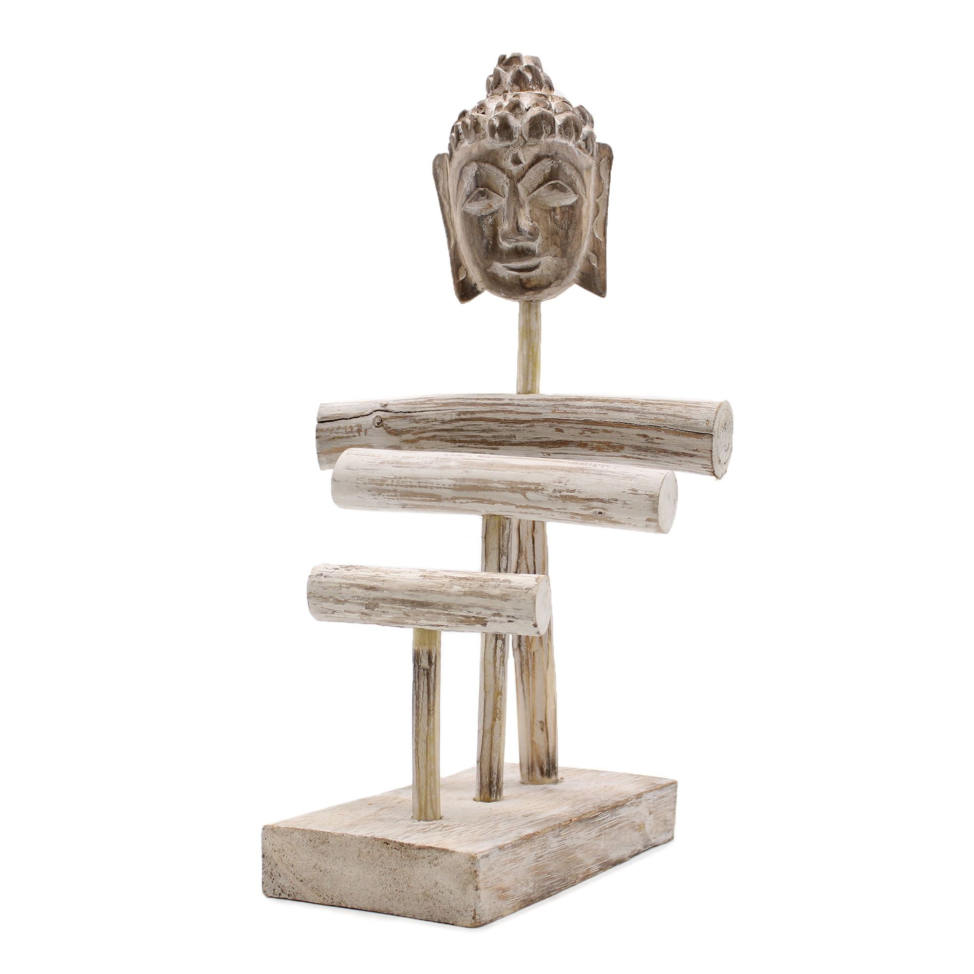 Three Branch Buddha Stand in Whitewash for Jewellery Display