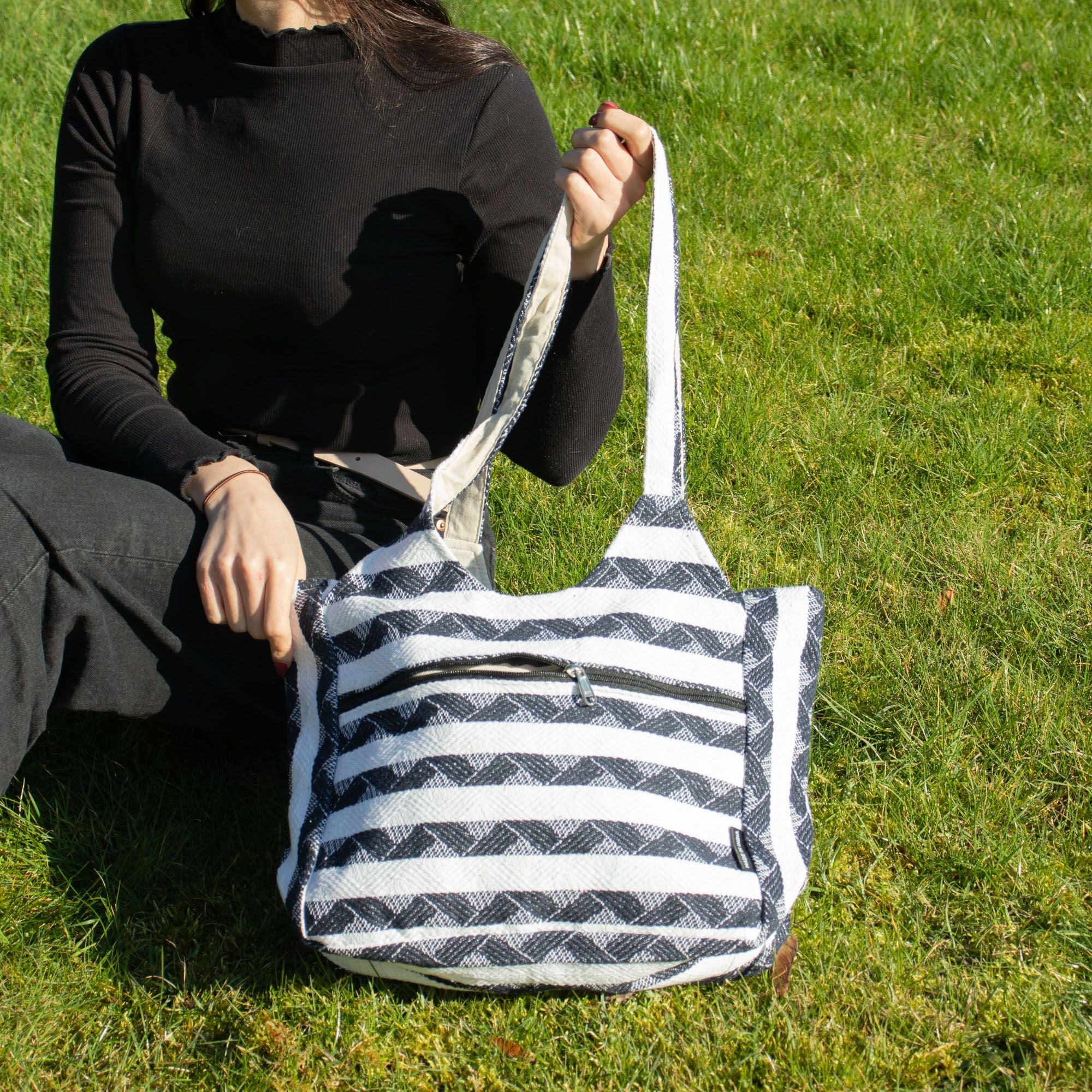 Nomad Sari Jacquard Natural Wander Muse Bags Stylish Tote Bag