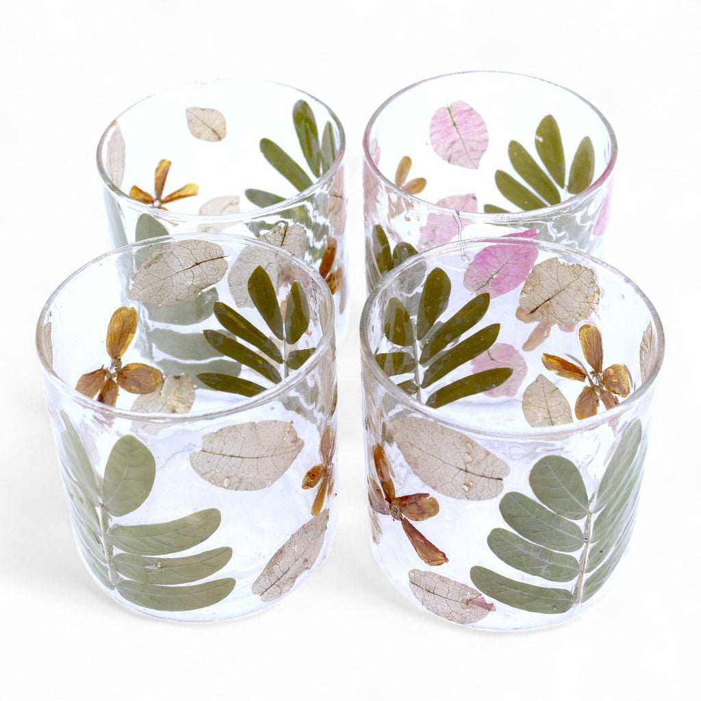 Natural Floral Glass Candle Holder Primavera for Home Decor