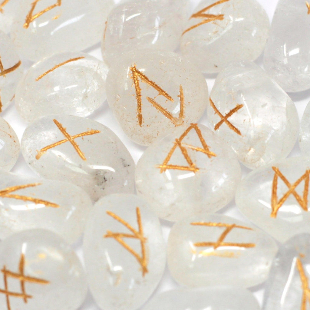 Crystal Runes Stone Set in Pouch for Mystical Exploration