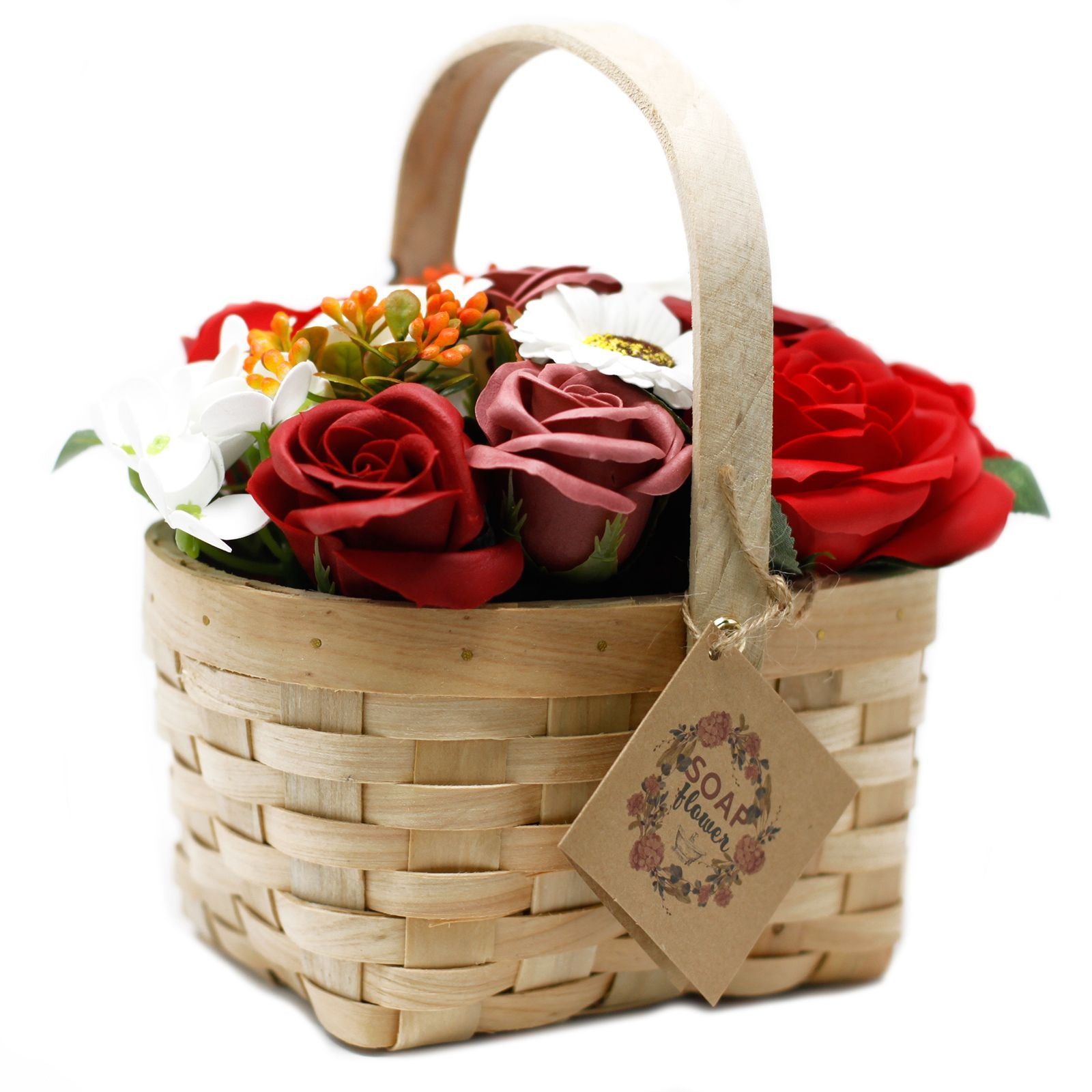 Large Red Bouquet in Wicker Basket for Elegant Gift Giving Moments