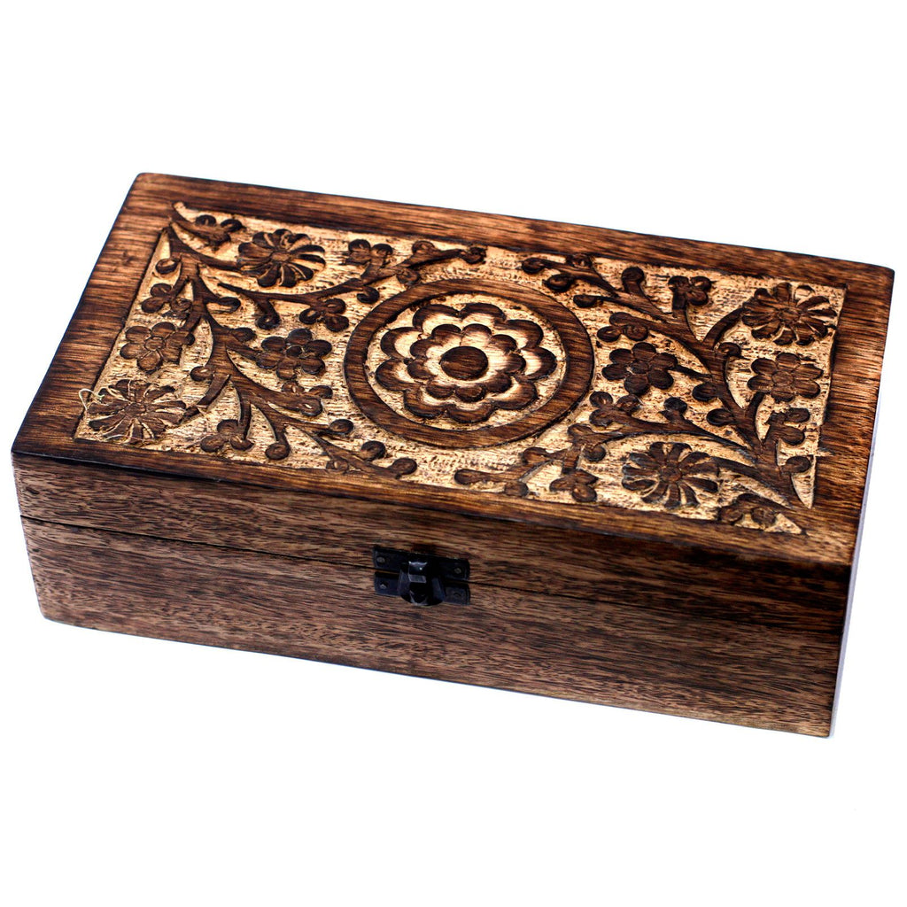 Mango Aromatherapy Box with Floral Design for 32 Essential Oils