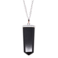 Gemstone Flat Pencil Pendant in Black Agate with Silver Chain