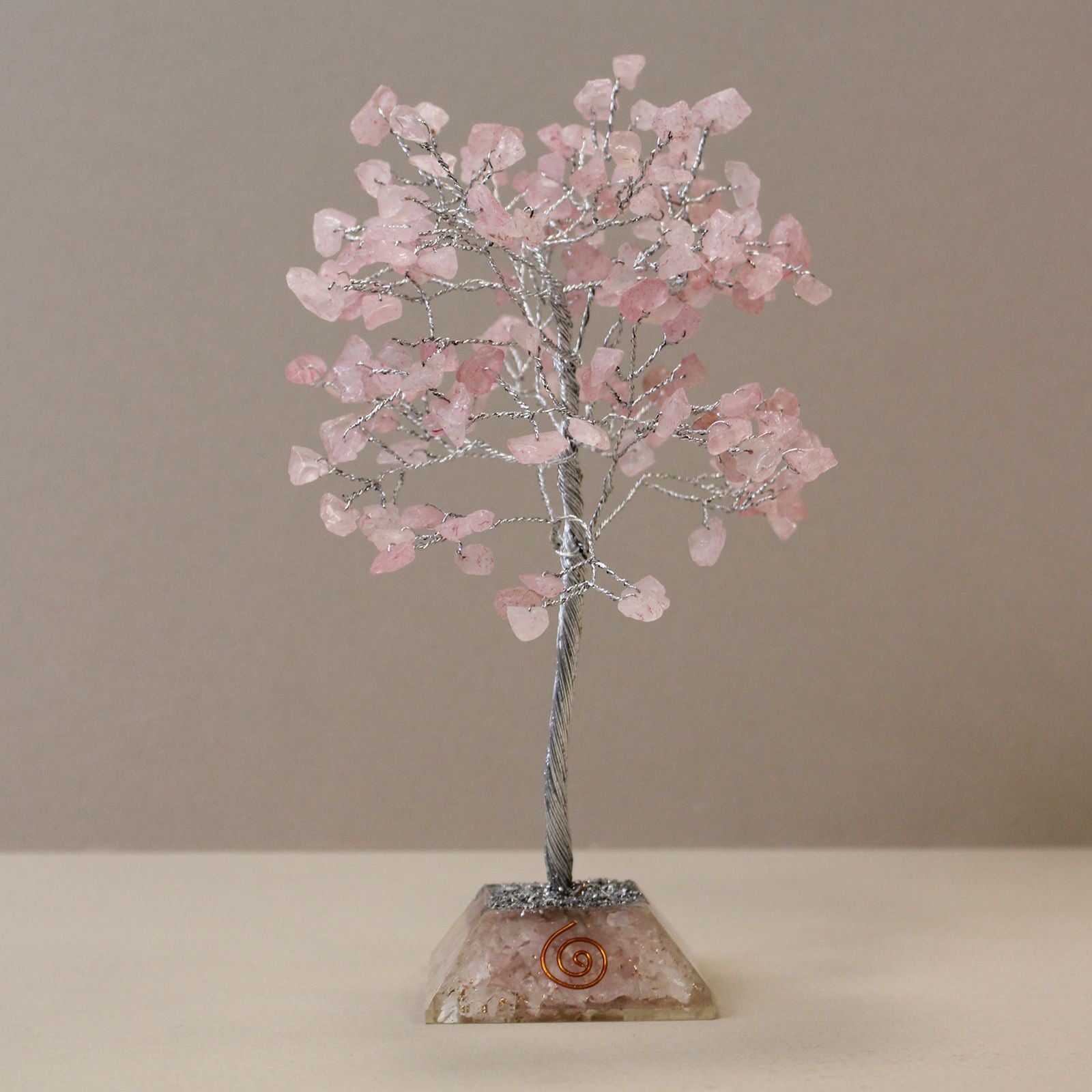 Rose Quartz Gemstone Tree with Orgonite Base 160 Stones Design