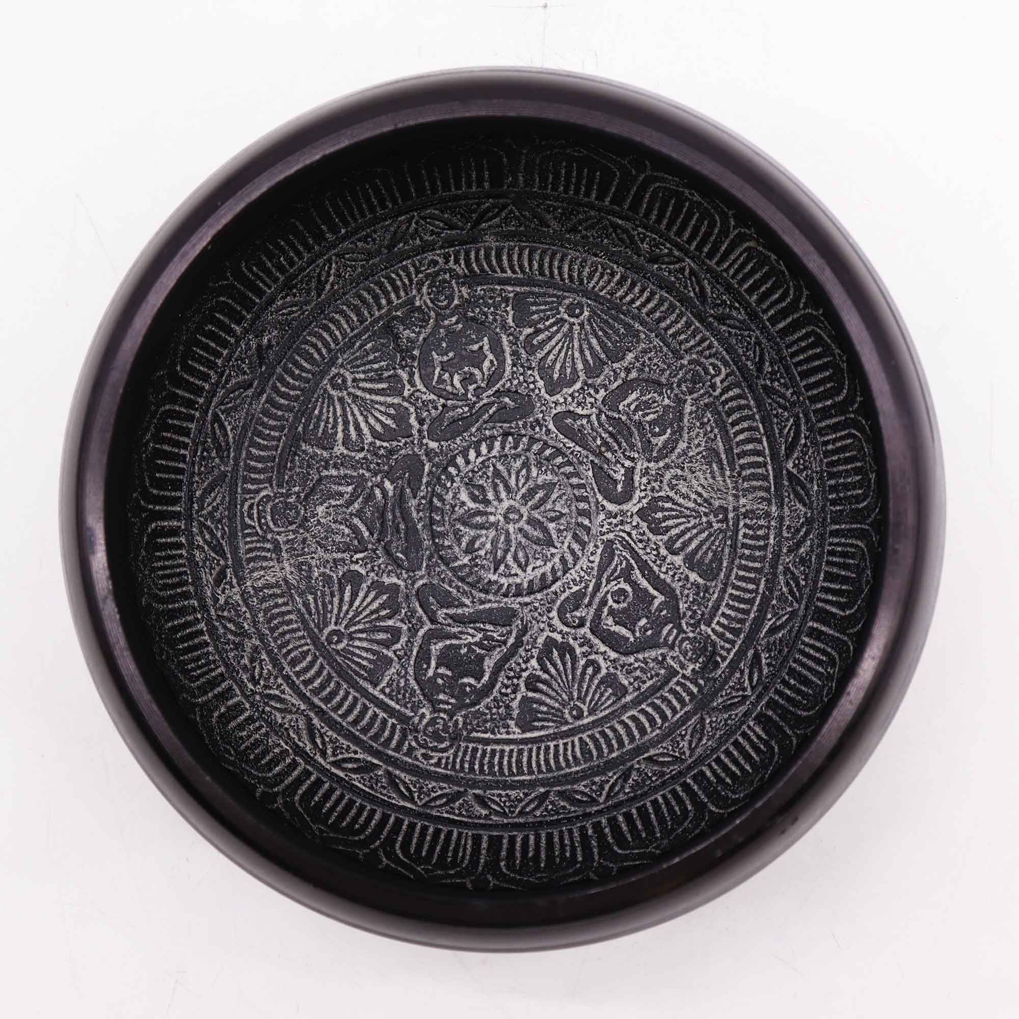 Earth Powder Singing Bowl 16cm with Om Five Buddha Design Art