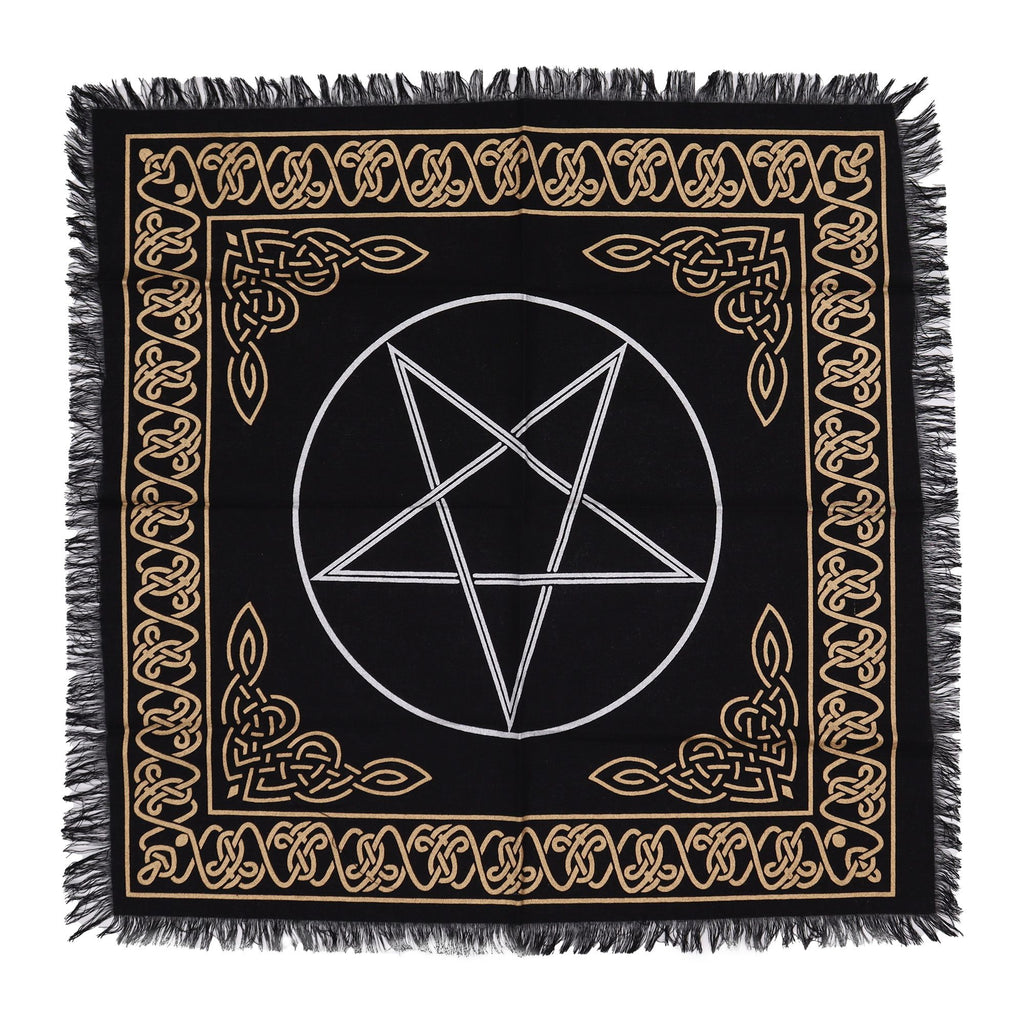 Esoteric Fringed Pentagon Altar Cloth for Enhancing Spiritual Spaces