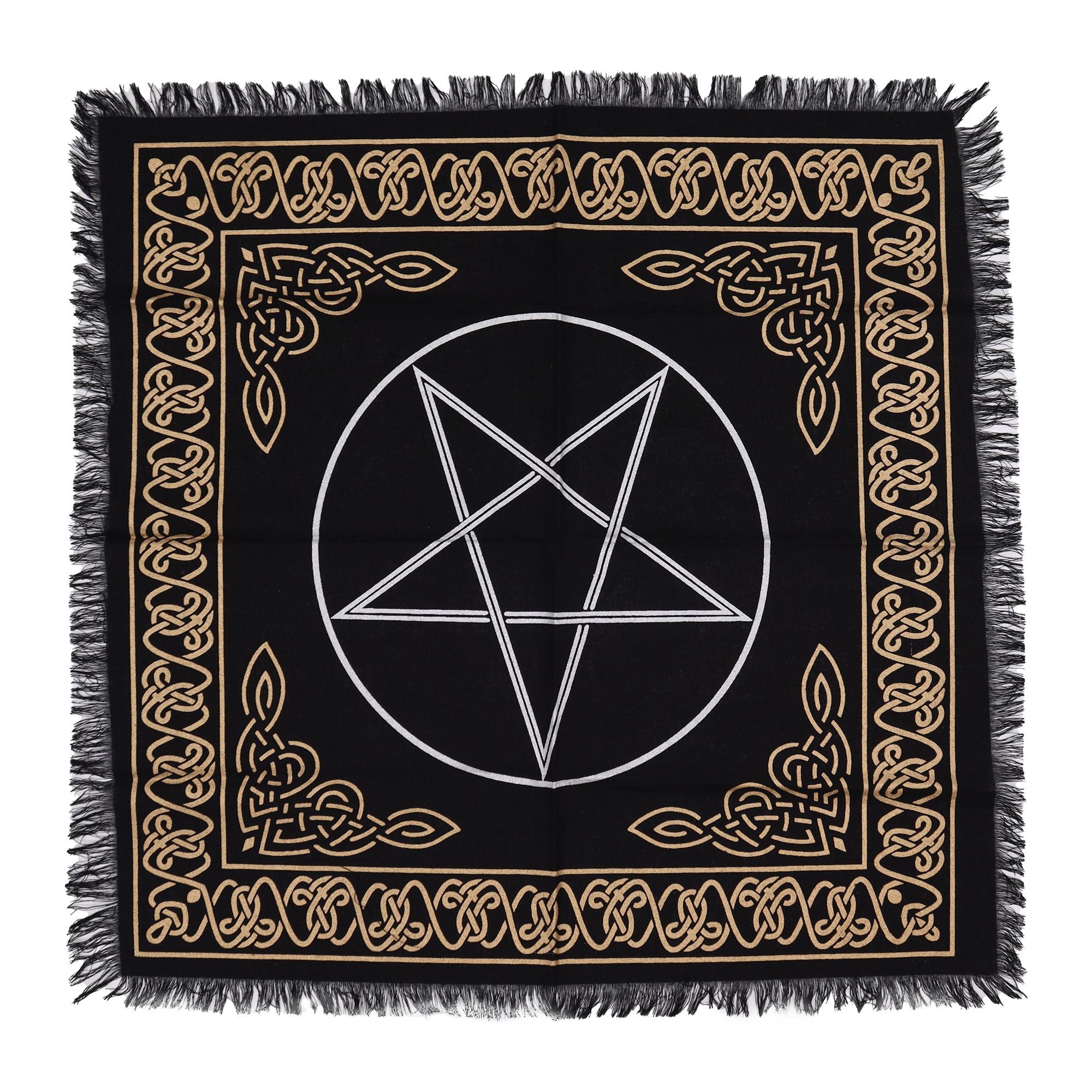 Esoteric Fringed Pentagon Altar Cloth for Enhancing Spiritual Spaces
