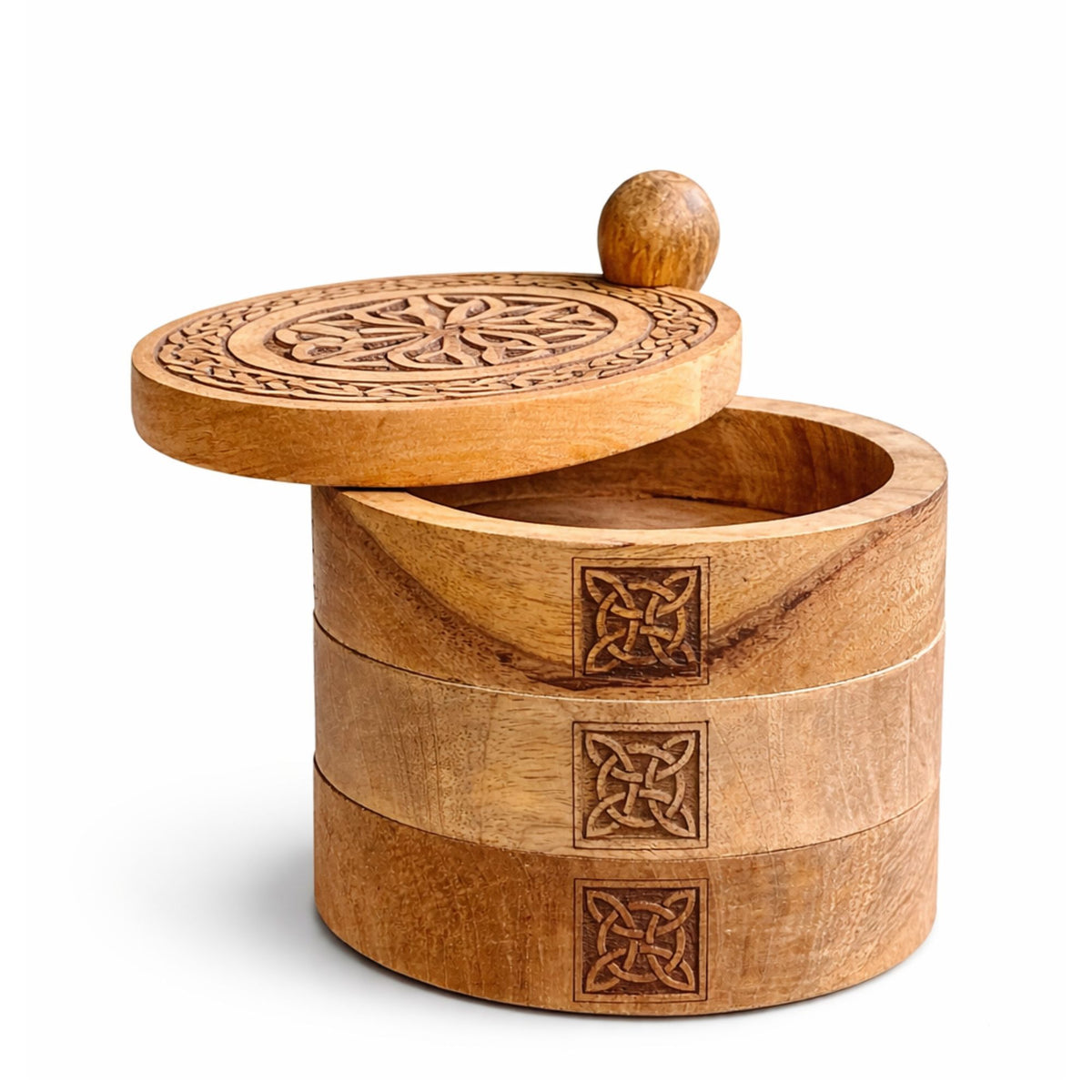 Celtic Carved 3 Tier Revolving Box