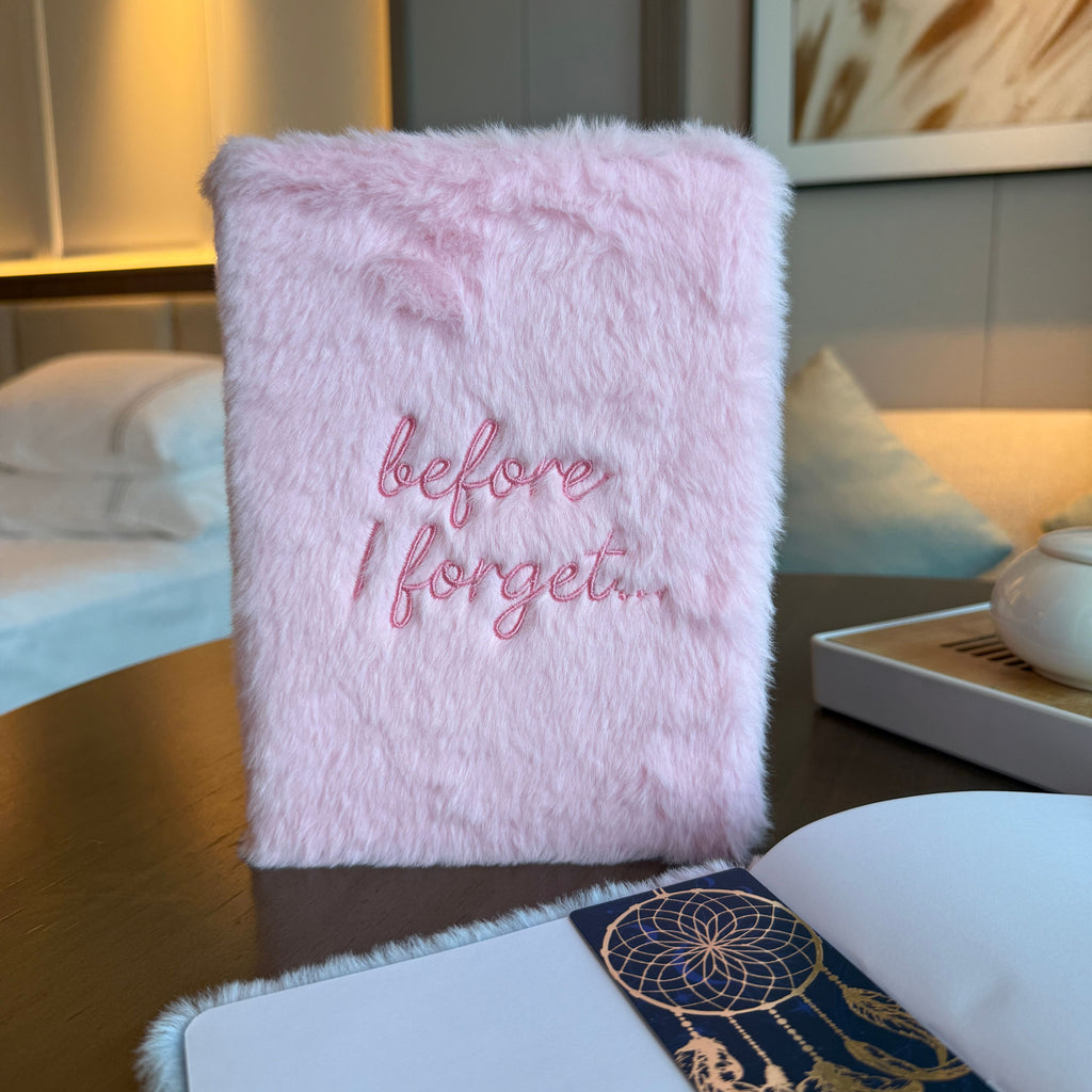 Soft Book Dream Journal with Pastel Pink Faux Fur Cover