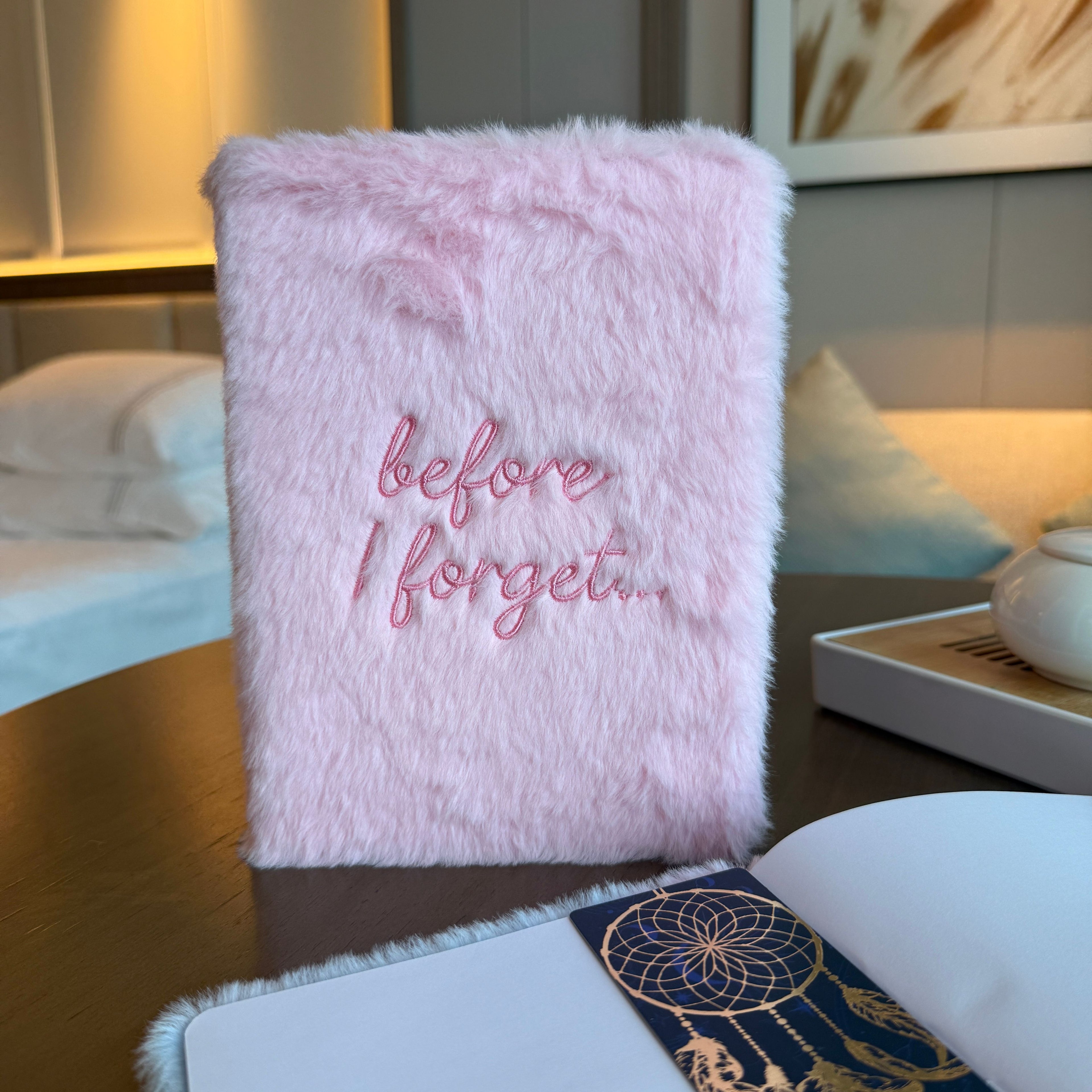 Soft Book Dream Journal with Pastel Pink Faux Fur Cover