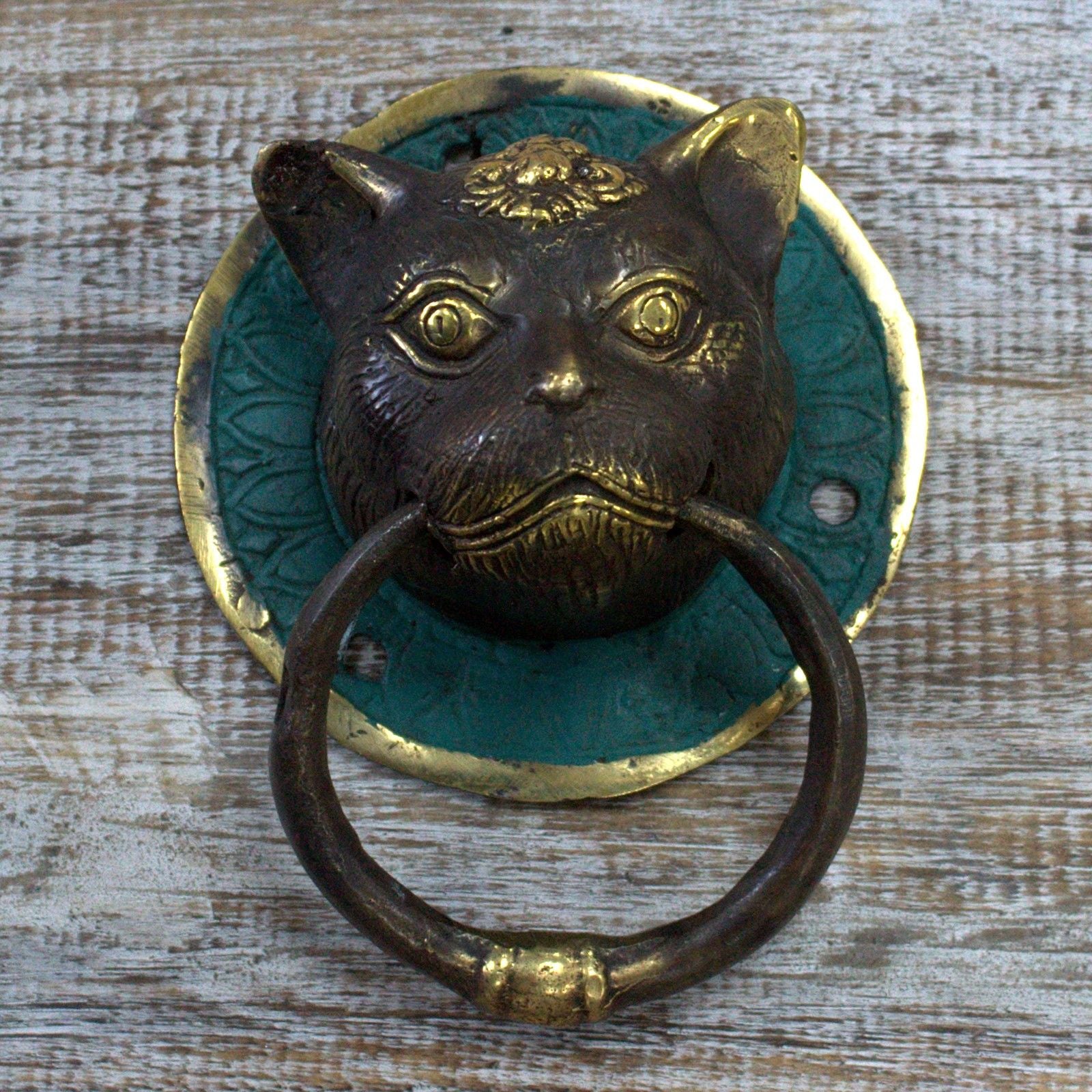 Brass Door Knocker Cats Head Design for Timeless Home Elegance
