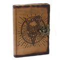 Leather Pentagon & Skull Notebook with Burns Detail 7x5 Inches