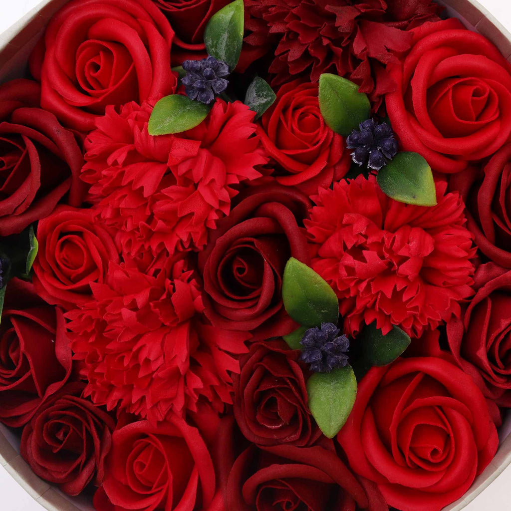 Round Box of Classic Red Roses Soap Flower Gift Set for Her