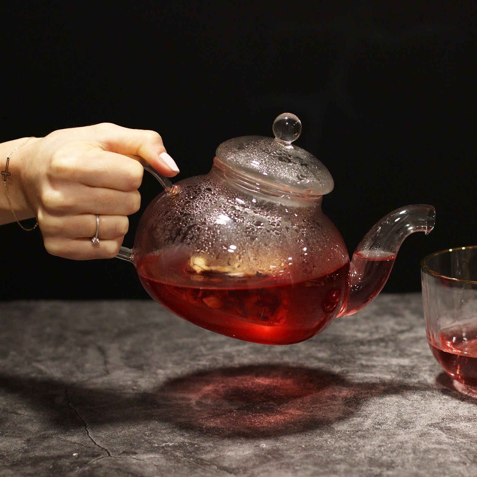 Glass Infuser Teapot Round Pearl Design 800ml Capacity