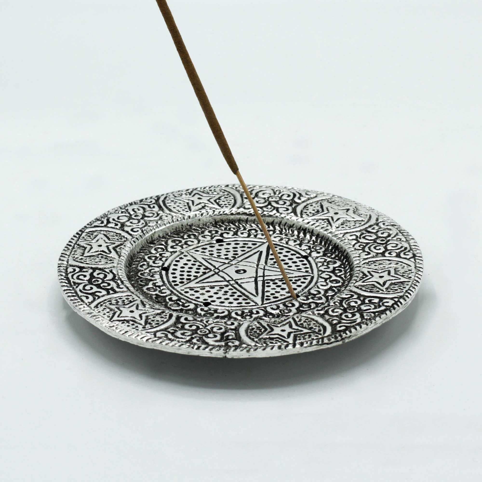 Polished Aluminium Pentagram Incense Holder for Modern Decor