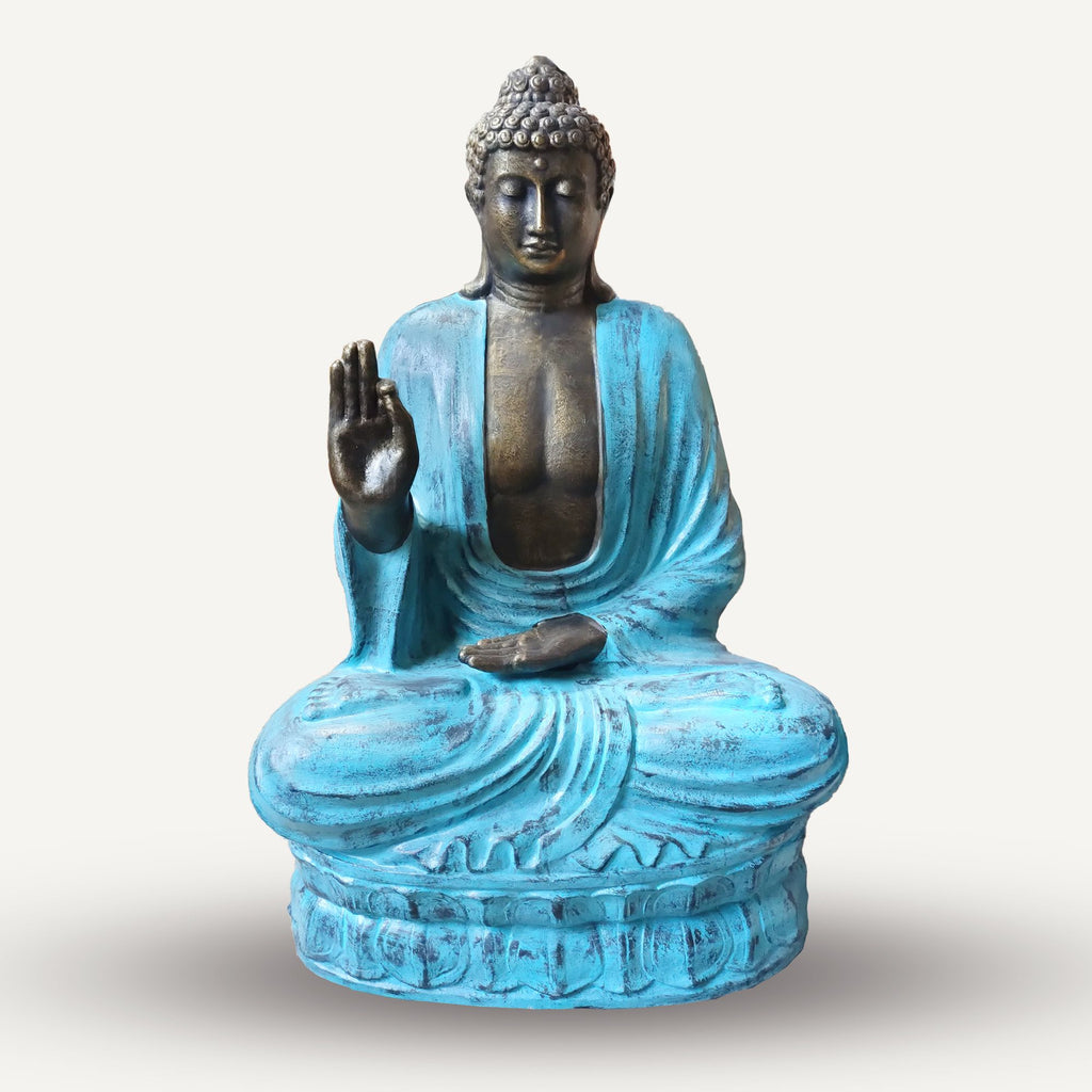 Large Turquoise Stone Buddha Teaching on Lotus Giant Statue
