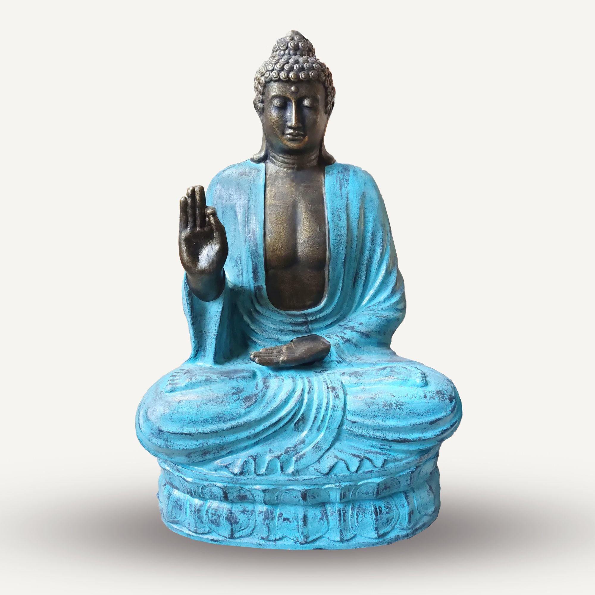 Large Turquoise Stone Buddha Teaching on Lotus Giant Statue
