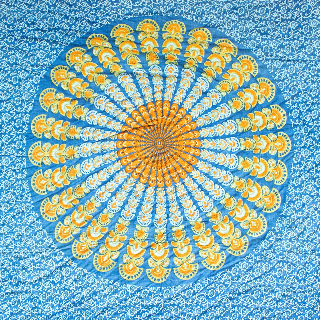Teal Orange Mandala Sarongs for Stylish Beachwear and Versatile Use