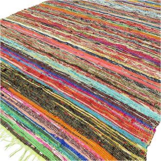Luxury Green Rag Rug 151 x 90cm for Home Decor and Comfort