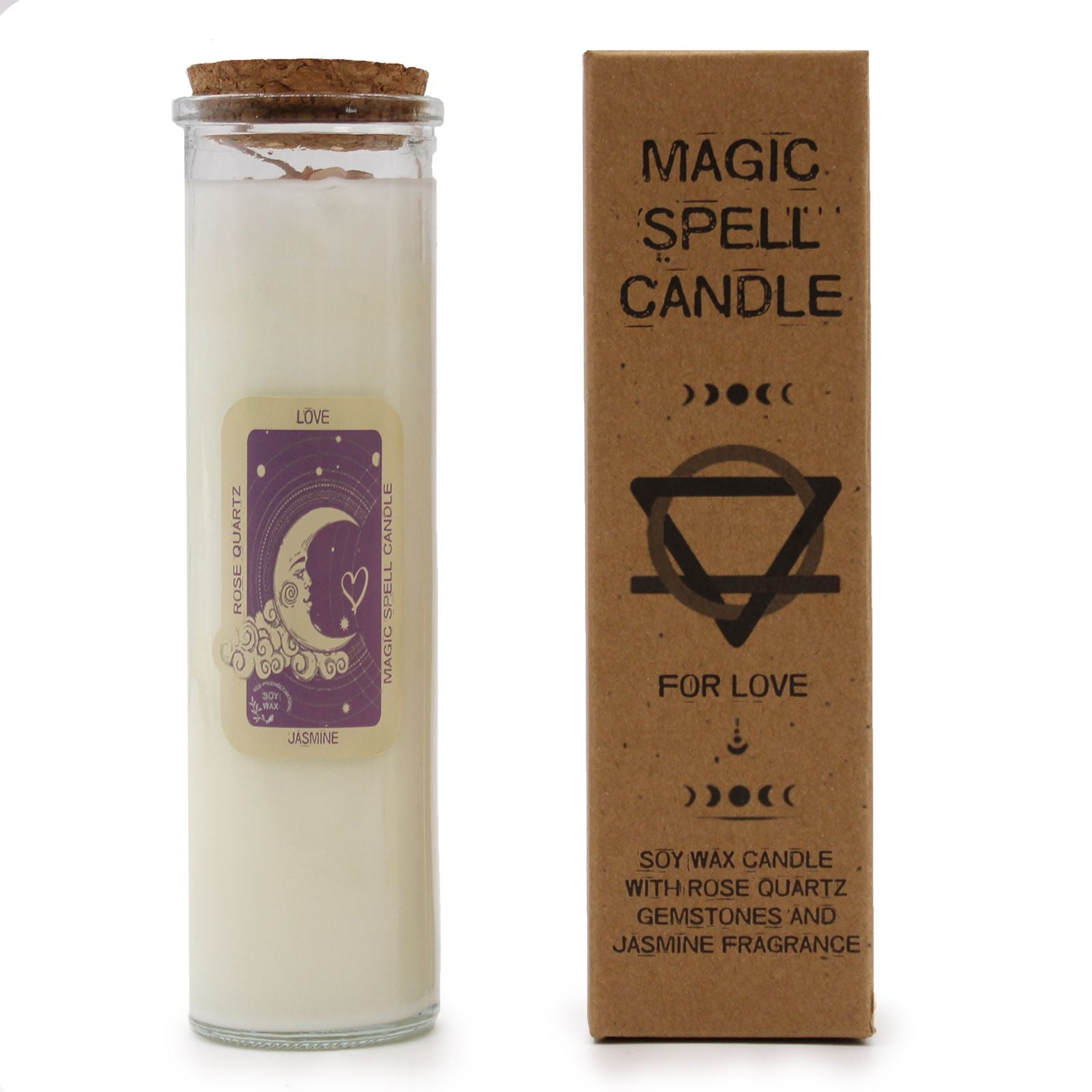 Magic Spell Candle Love with Jasmine Scent and Rose Quartz