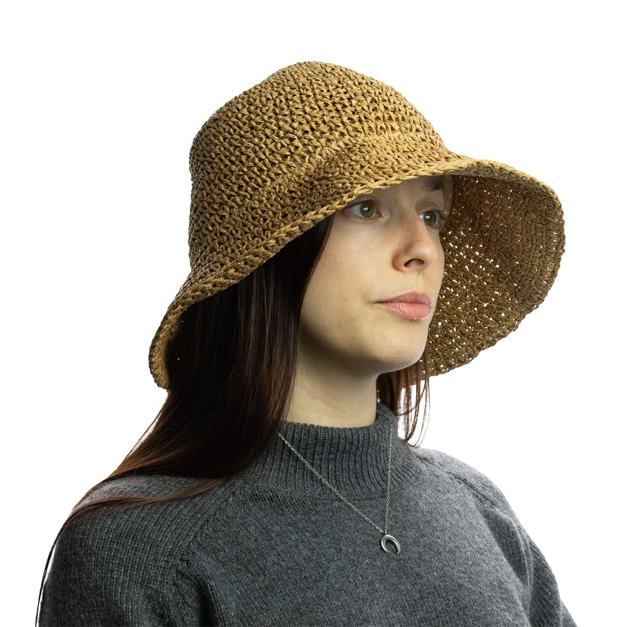 Nomad Sari Floppy Straw Sun Hat in Natural Coffee for Summer Style