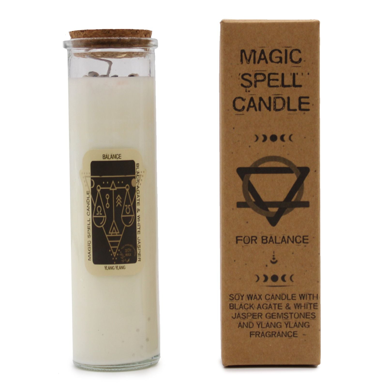 Magic Spell Candle Balance with Black Agate and White Jasper
