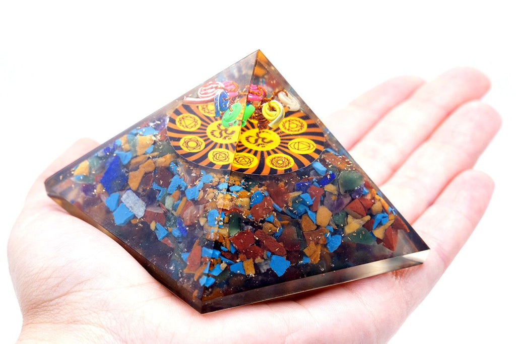 Orgonite Pyramid Om Chakra 70 mm for Positive Energy and Decor