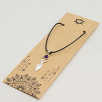 Indian Devotional Pendant - Silver Plated (45cm Cord)- Goddess Amethyst