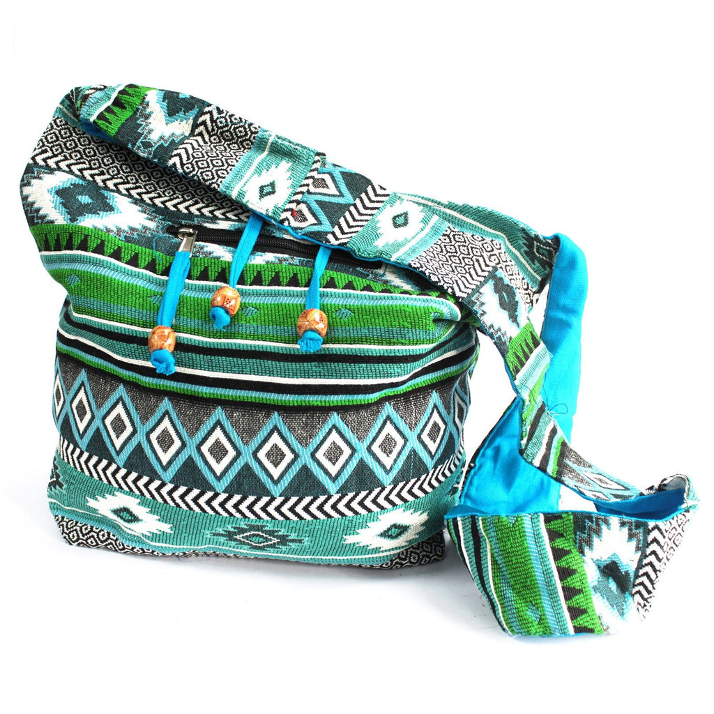Teal Jacquard Bag Stylish Student Bag for Travel and Adventure
