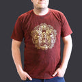 Nomad Sari Stonewashed Cotton T Shirt with Hamsa Design in Maroon