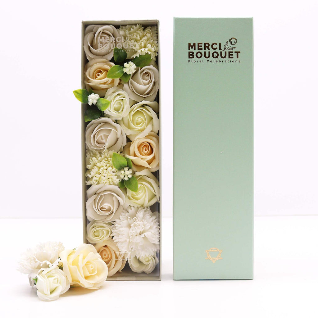 Long Box Wedding Blessings Soap Flowers Gift in White and Ivory