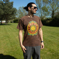 Nomad Sari Stonewashed Cotton T Shirt with Sun Zodiac Design