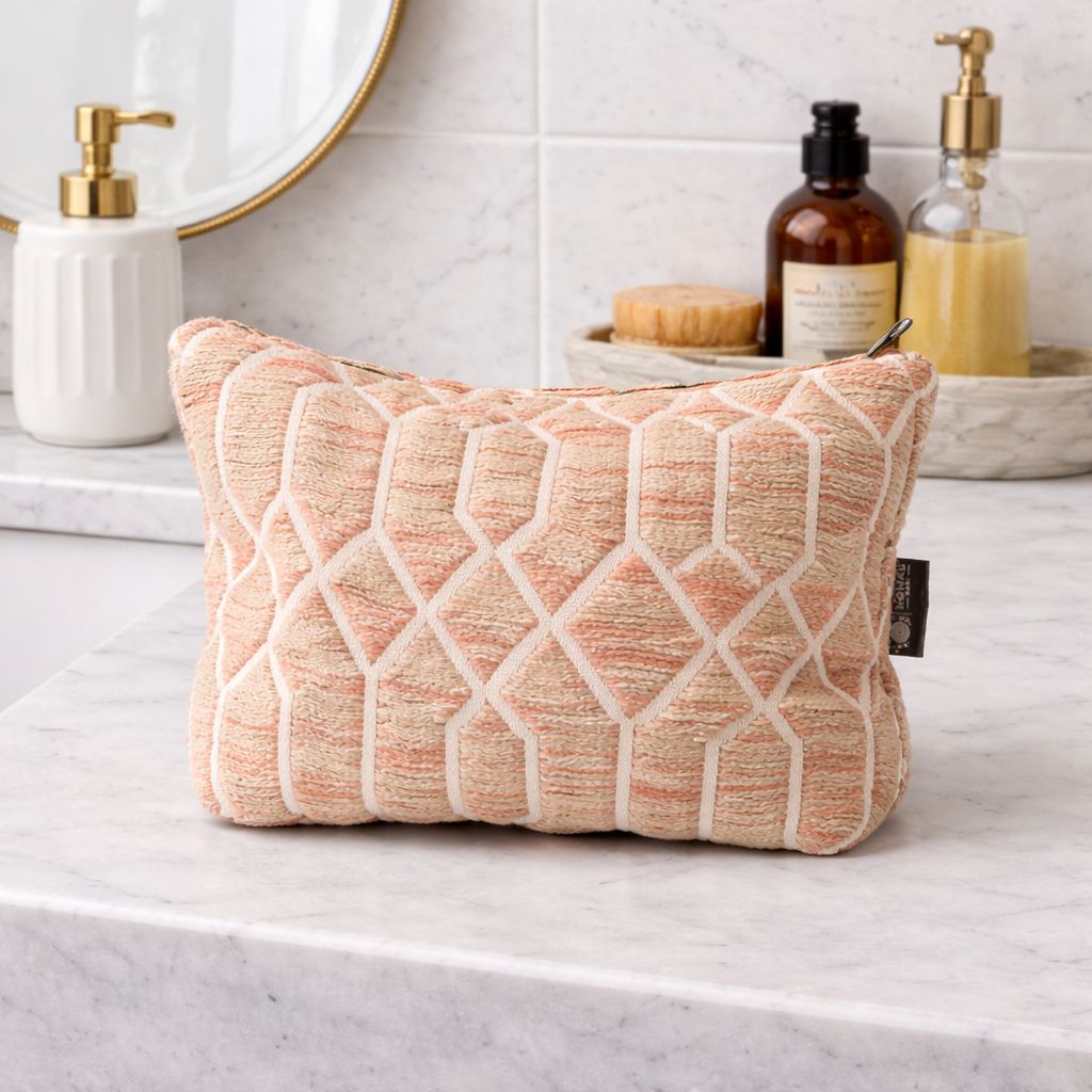 Nomad Sari Indian Jacquard Toiletry Bag with Rose Lattice Design